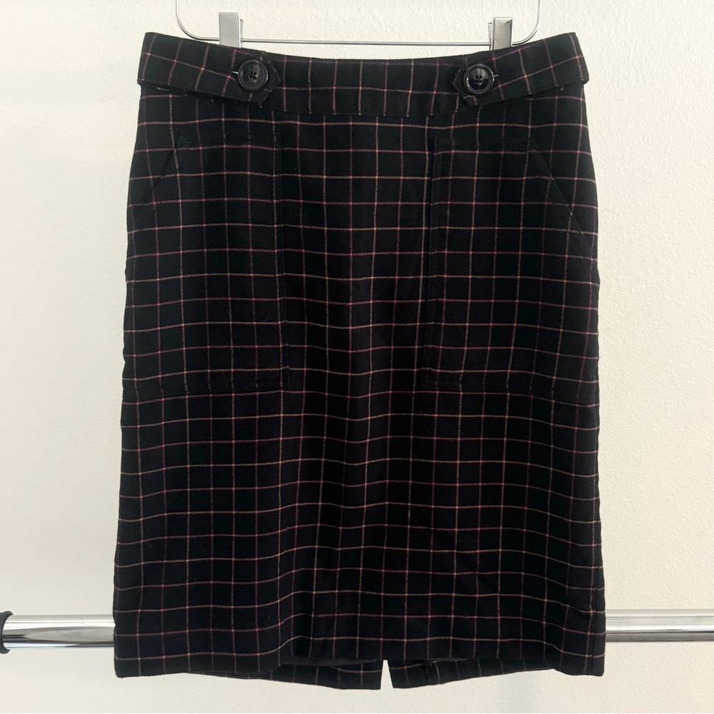 Merona Lined Black Plaid Skirt with Pockets, Pink and Orange, Women’s Size 4